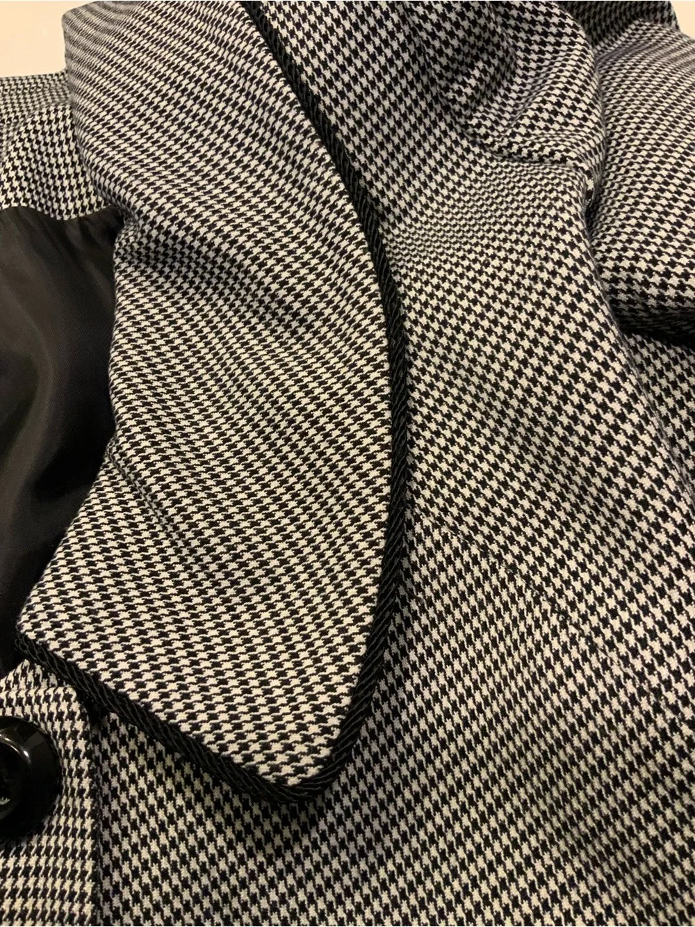 Jones New York Black and White Checked Peplum Blazer